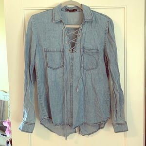 Blue tie long sleeve